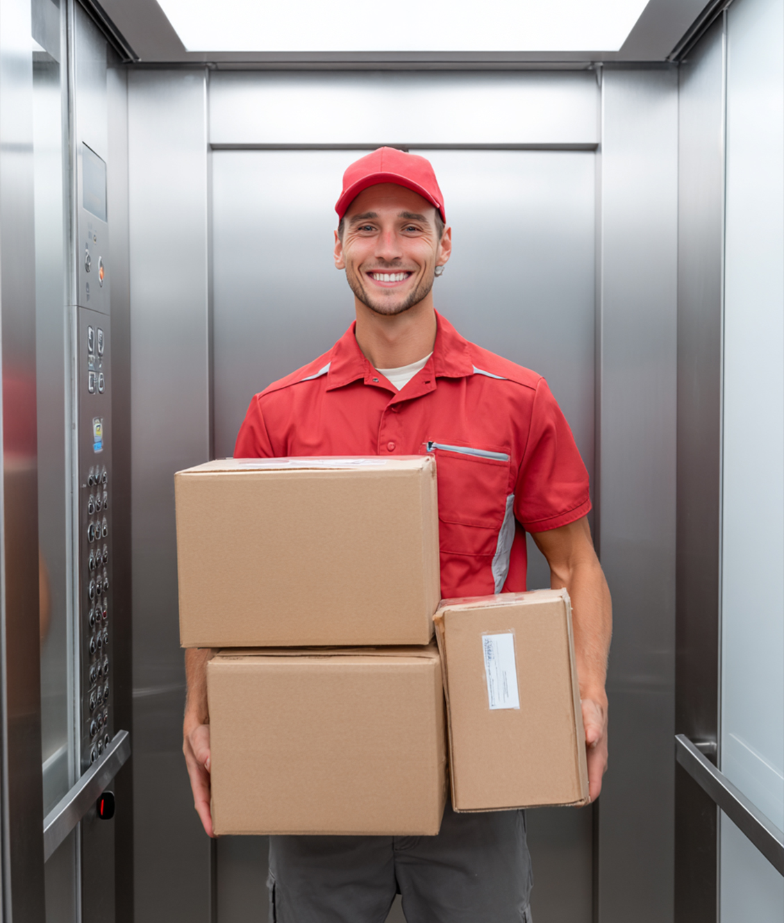 Umzugshelfer im Aufzug